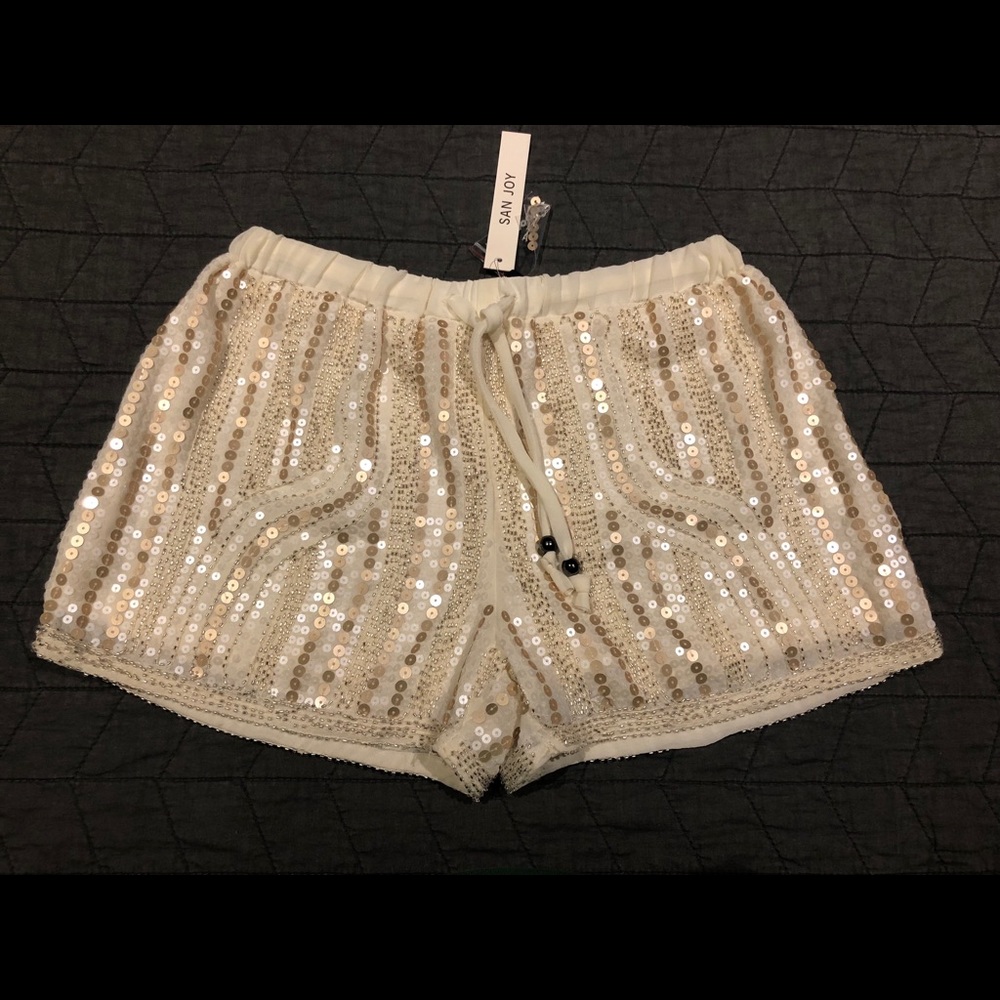 NWT San Joy Sequin Drawstring Shorts